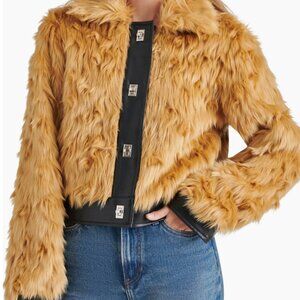 Steve Madden Nimba Faux Fur Jacket Khaki